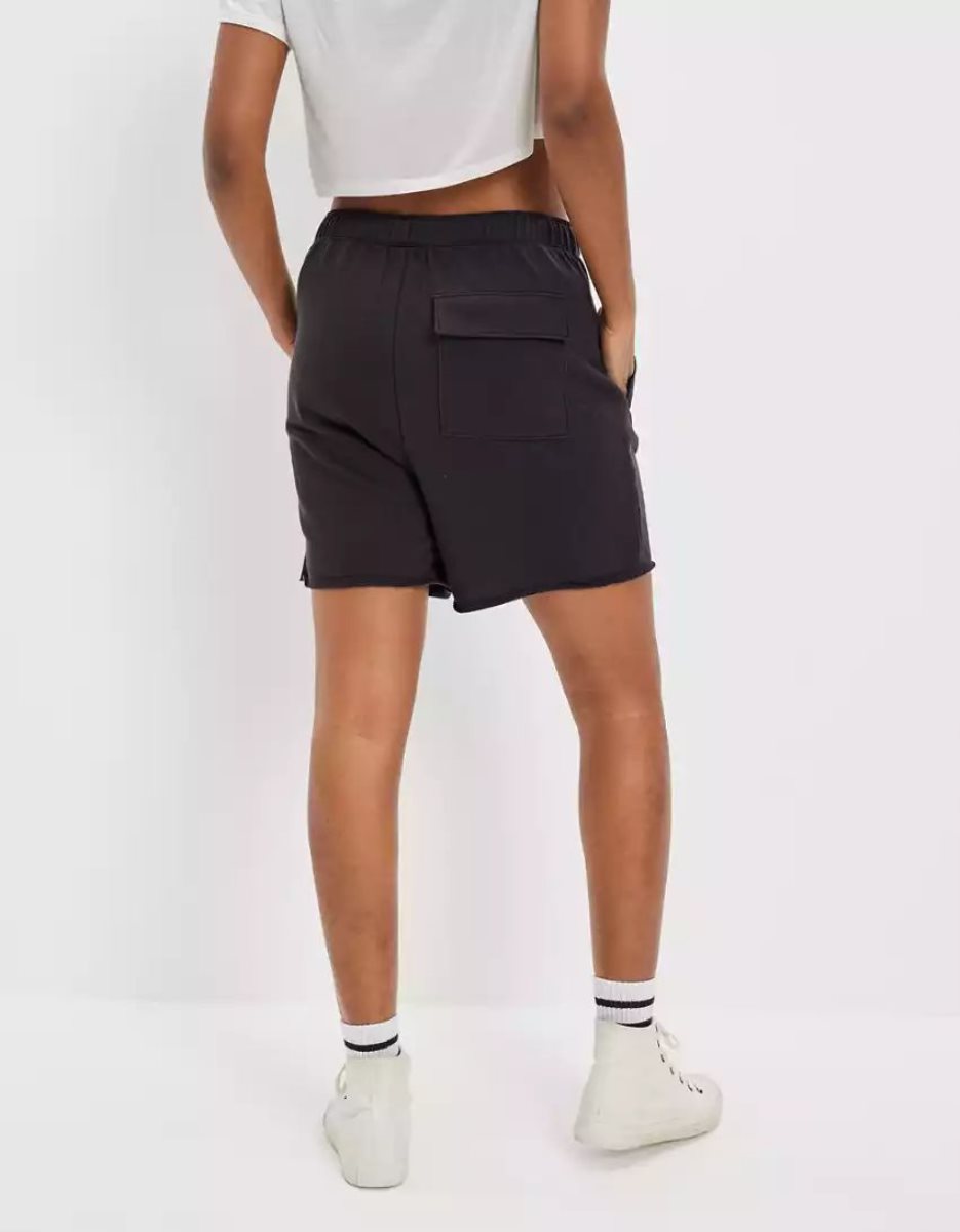 Shorts American Eagle AE Fleece Baggy Noir Femme | NZR-42559882